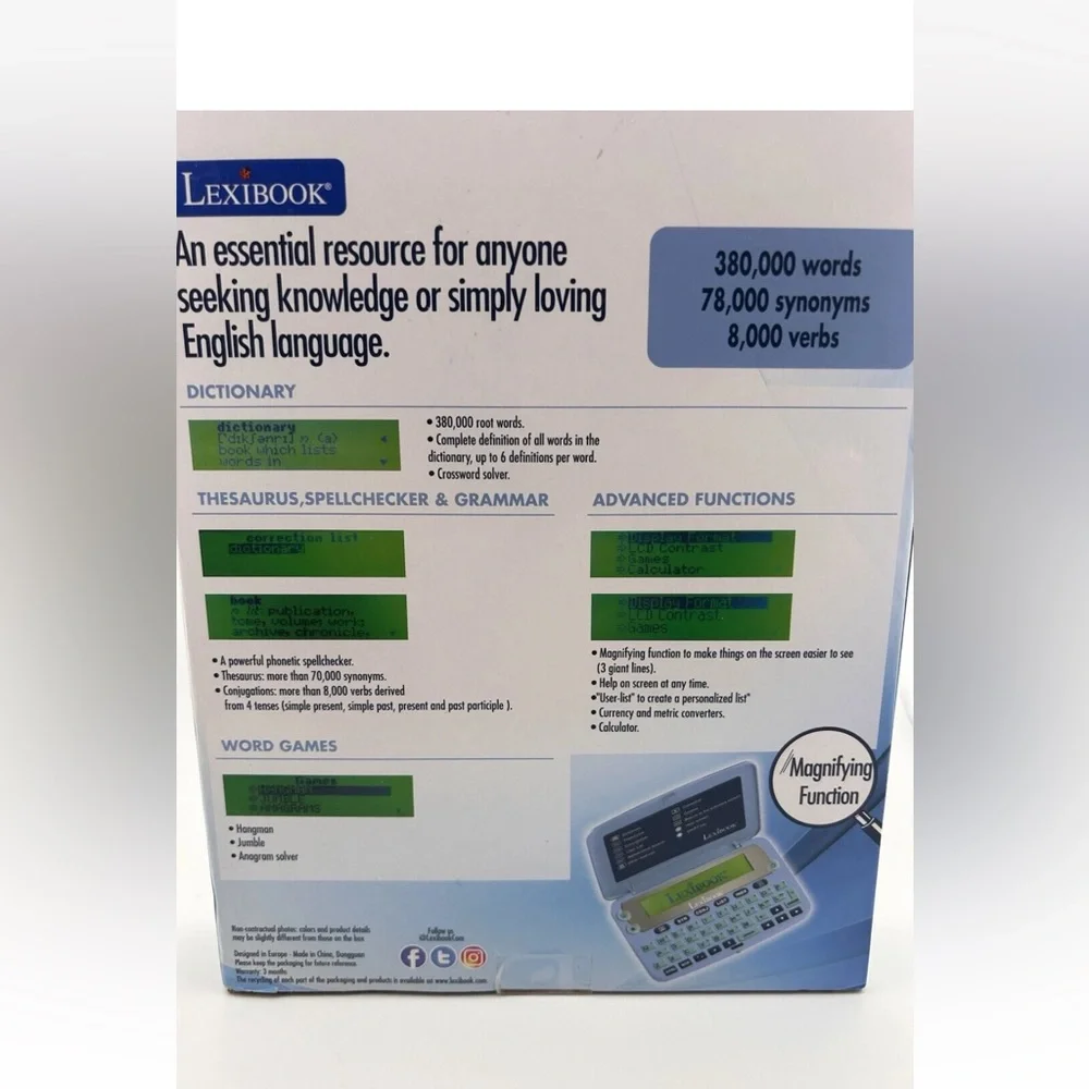 LEXiBOOK D650EN The English Dictionary Definitions Thesaurus Grammar Spellcheck